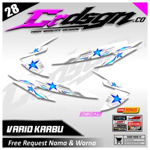 STRIPPING STICKER VARIASI VARIO 110 KARBU FULL BODY MOTIF BINTANG RACING VIRALL