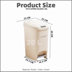 【i.Rumah】Foot Pedal Hygiene Durable Luxury Design With Cover Large Capacity Kitchen Trash Can