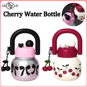 JACIRCLE 800ML Cute Cherry Water Bottle with Straw Portable Large Capacity Home Travel Mug Ideal Coffee Cup