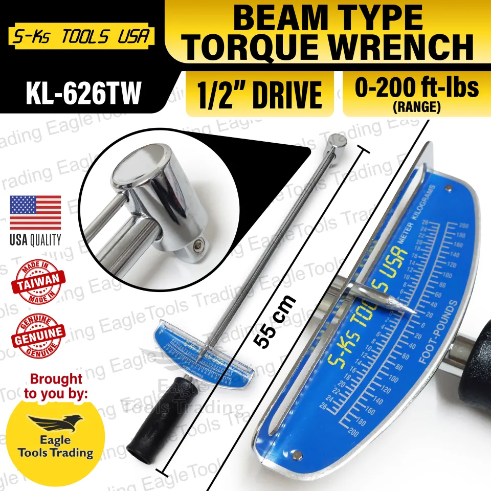 S Ks Tools USA Beam Type Torque Wrench 1 2 Drive x 200 Ft Lbs