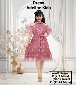 Dress Kondangan Anak Perempuan Dress Adeline Kids 7-14 Tahun Gaun Abg Cewek Dress Natal