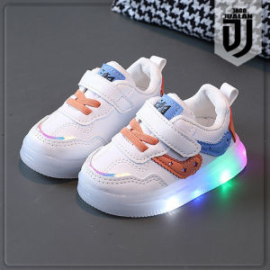 Sepatu Kets Lampu LED Anak usia 1 2 3 4 5 6 tahun / Sepatu Sneakers Anak Laki Laki Perempuan Motif Garis / Sepatu MENYALA Anak Balita Tali Perekat Cowok Cewek Trendy / Sepatu Baby Casual Perekat Pria Wanita Sporty / Sepatu Running Anak Balita Lampu LED