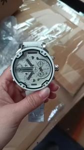 Mens Watch Large Dial Double Movement Rubber Coated Steel Belt Quartz Couple Watch Souvenir Gift Sports Business Quartz Clock