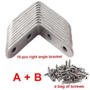 Thick 10pcs L Bracket Corner Brace Stainless Steel L Brackets for Shelves Metal Corner Bracket Small Right Angle Bracket for Wood Furniture Chair Drawer Cabinet