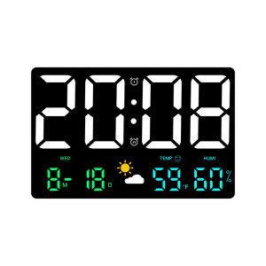 LED Wall Clock Large Display Digital Alarm Clock Electronic Clock with Temperature Date Day Remote Control Home Hanging