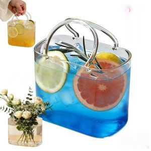 MIRELINA Large Capacity Handbag Glass Cup 770ml Transparent Glass Beverage Cup Portable with Straw tail Glasses Cup for Home Special Drinkware