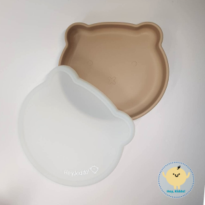 Heykiddo : จานซิลิโคนหมี จานเดี่ยวพร้อมฝาปิดสนิท เหมาะสำหรับวัยทาน BLW ขนาดกำลังพอดี