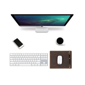 CONTACT FAMILY Genuine Leather Mouse Pad Anti-Slip Laptop Nubuck with Pen Holder Gaming Mice New Desk Cushion Retro Comfortable Pad