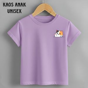 Baju Kaos Anak Kucing Lengan Pendek/Kaos Seragam Anak/Kaos Fashion Anak/Kaos Anak Umur 2-10 Tahun