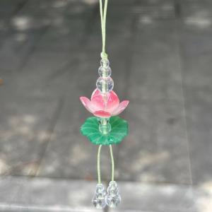 Exquisite Summer Pink Lotus Phone Charm Pendant Fashion Simulated Flower Beaded Keychain Car Ornaments For Women Bag Decoration h260729
