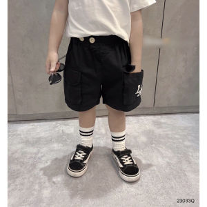 Quần shorts Kaki cúc chéo in chữ LA cá tính cho bé trai