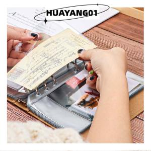 HUAYANG01 [HOT FASHION] New 6PCS A5 A6 A7 6 Holes 3-layer Double-sided Binder Pockets Transparent Zipper Folders And Side Open Folders Waterproof PVC