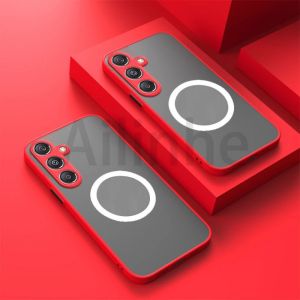 For Samsung Galaxy A55 A35 A54 A34 A14 A25 A15 5G Case Magnetic For Magsafe Wireless Charge Soft Matte Shockproof Back Cover