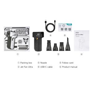 KICA Jetfan Ultra Multi-function Turbofan Wireless Handheld Powerful Fan Rechargeable 4000mAh 18W Fast Charging Multiple Accessories LED Lighting Outdoor Dust Removal Inflation Cleaning
