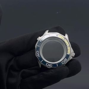 Silver 41mm Case Dive Watch Modification Accessories for Omg Sea Horse 300 Submarine Series Watch Fits NH35 NH36 Movement