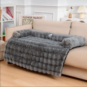 Fuzzy Dog Sofa Bed Mat Detechable Washable Plush Couch Cover for Dog Furniture Protector Pet Sofa Mat for Dogs and Cats Fluffy Cat Couch Bed with Anti-Slip Bottom