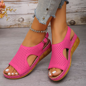 Free Shipping New Summer WomenS Wedge Sandals Featuring A Hollowed-Out Breathable Design Available In Large Sizes And With An Open-Toe Roman Style In Stock Now