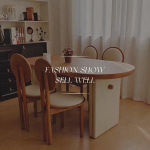 Solid wood oval dining table and chair combination cream style living room household small and medium-sized dining table