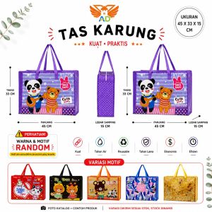 TAS KARUNG TALI LINGKAR UKURAN 38X50X19 CM KANTONG DEPAN WARNA/MOTIF RANDOM