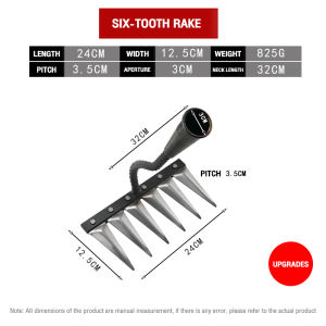 4.6.8 teeth Agricultural weeding manganese steel tooth rake ploughing nail rake flat land loosening rake