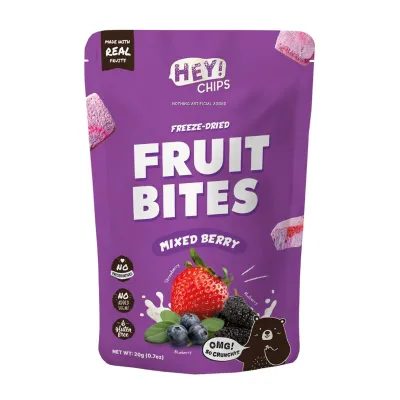 Hey! Chips Mixed Berry Fruit Bites - Halal Freeze Dried Healthy Yoghurt Melts Snack