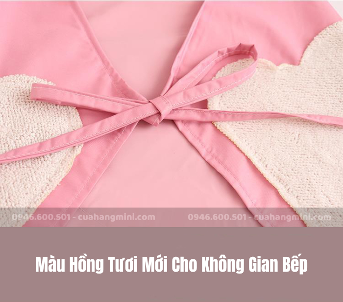 Tạp Dề Nấu Ăn Hình Gấu Dâu Tây Màu Hồng