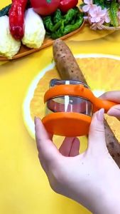 2In1 Dual Head Fruit Peeler Splash Proof Storage Box Lightweight Orange Green Vegetable peeler