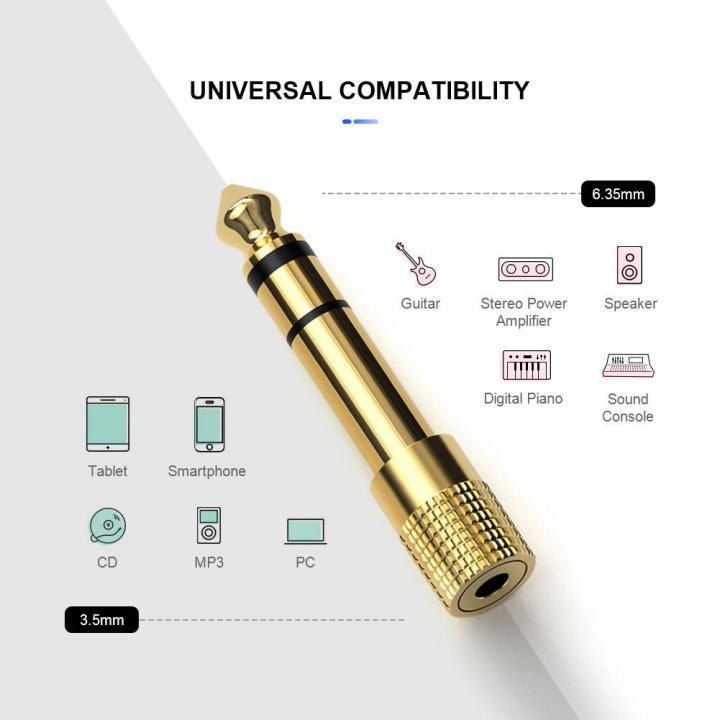 Đầu jack chuyển đổi âm thanh từ cổng 6.5 ra 3.5 mm ( Cao cấp ) - Đầu chuyển đổi, jack chuyển đổi từ 3.5 ra 6.5 cho âm ly, đàn, loa mạ vàng chống nhiễu cao cấp (Vàng)
