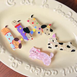 5ชิ้นการ์ตูนน่ารักลูกสุนัขแมวกิ๊ฟติดผมที่หนีบผมอะคริลิกผู้หญิง Y2K สัตว์กิ๊บติดผมม้าสุนัขสำหรับเด็กผู้หญิงเครื่องประดับผม