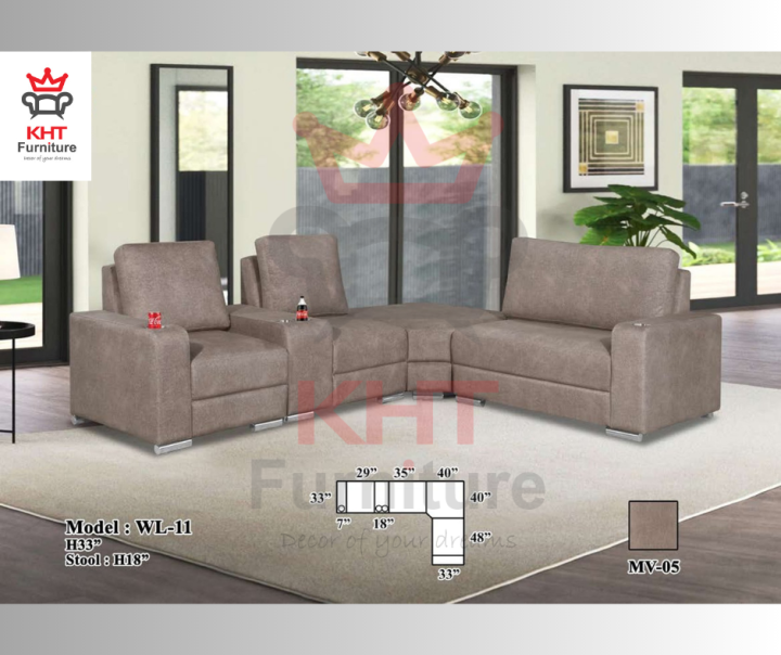 (Klang Valley) Modern LShape Fabric Sofa with Cup Holder Lazada