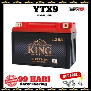 KING BATERI YTX9 MOTOR BATTERY EX250 EX300 250R EX300 NS200 RS200 NS160 TNT300 TNT600 502X 502LE