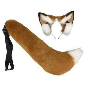 Soft Foxes Ears Headbands With Furry Tail Halloween Party Accessory Comfortable Hair Ornament For Cosplay Event
