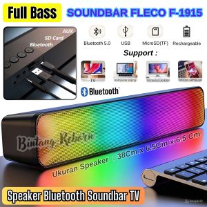 Soundbar Super BASS FLECO  F-920 LED RGB Speaker Panjang Soundbar Bluetooth Stereo Subwoofer Theater Audio 3D Efek Suara Bisa Dicas Baterai 3000mAh 4x Subwoofer Support TWS + Lampu LED