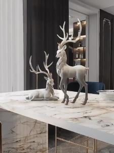 35cm High End Deer Statue Reindeer Figurines Resin ELK Sculpture For Living Room Luxury Home Decoration Nordic Tabletop Statue