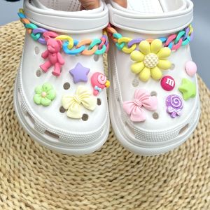 Sanrio Cute Cartoon Crocs Charms Shoes Flower Pink Melody Shoes Flower Cute Bear Decorative Clogs Chains for Crocs