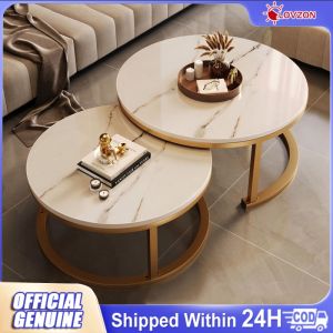 Tea table Round Combination Of Steel Wood Coffee Table Home Simple Modern Coffee Table