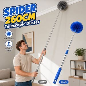 Ceiling Duster Telescopic Pole Retractable Extendable Handle Cobweb Cleaner Soft Microfiber Head Indoor Outdoor High Reach