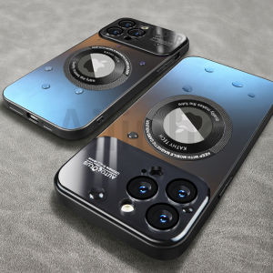 Luxury Matte Magnetic Wireless Charge Case For iPhone 15 14 13 12 11 Pro Max Plus Magsafe Shockproof Lens Protector Hard Cover