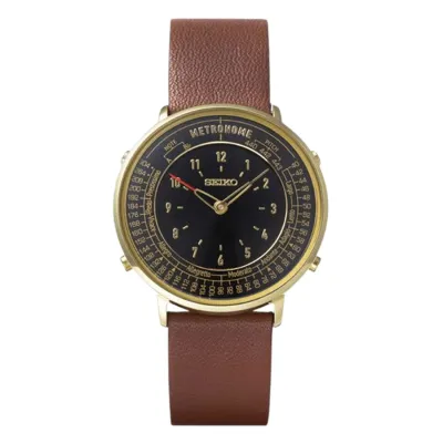 Ready Stock Seiko Metronome SMW001A Black Dial Brown Leather Analog Quartz Unisex Watch Brand New w/ Warranty