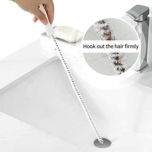1pcs Drain Cleaning Stick Pipe Tool Sink Hair Drain Catcher Pipe Cleaner Brush Sewer Hair Cleaning Tool Hair Drain Clog Remover Drain Cleaning Brush Unclog White