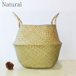 u2y7 1Pc Home Decor Rattan Storage Organizer Basket Plant Flower Pots Wickerwork Basket Foldable Gardening Decoration Boho Style Natural Handmade