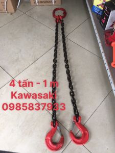 Dây xích cẩu 2 sợi 4 tấn 1 m Kawasaki Nhật dùng móc buộc cẩu kéo an toàn hiệu quả