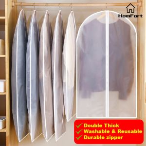 Clothes Dust Cover Transparent Dust Bag Hanging Cloth Pocket Washable Dust-Proof Suit Cover Coat Plastik baju cover