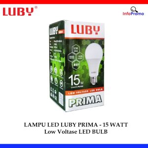 Bohlam Lampu LED Luby Prima 15 W Cahaya Putih Low Voltase A-Bulb SNI