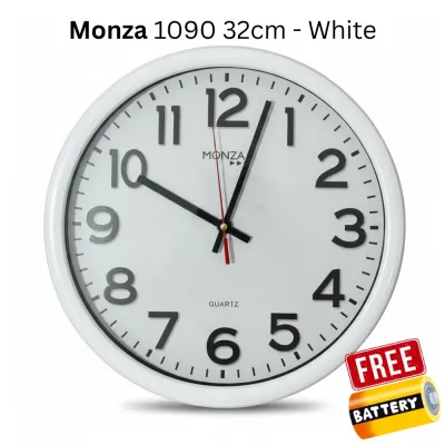 Jam Dinding MONZA M1 Diameter Jumbo 32cm Minimalis Polos Untuk Kamar Ruang Tamu dan Kantor