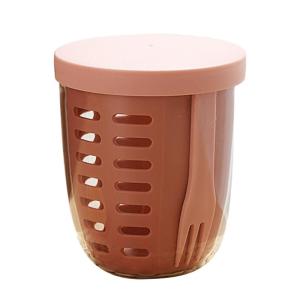Large Capacity Container Dripable Fruit Cup with Fork Grade Fruit Storage Cup with Draining Function for Student
