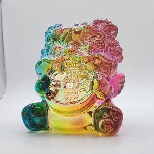 (SG Seller Ready Stocks) Glazed Glass (LiuLi) Colorful Gold Swallowing Beast 4.8+cm 琉璃彩色吞金兽摆件 4.8 厘米