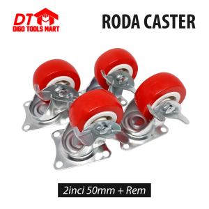 Roda Caster 2 Inci Hidup Plus Rem Kaki Roda Etalase Troli 4Pcs 50mm