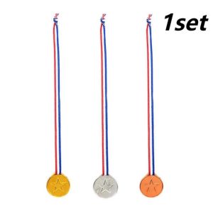 3pcs/Set Gold Silver Bronze Medal For Kids Games Sports Plastic Award Medal For School Kids Toys