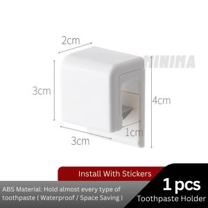 MINIMA Wall Mounted Toothpaste Holder - Water-Proof Protection - No Drill Installation - Anti-Rust & Durable - Space Saving Design